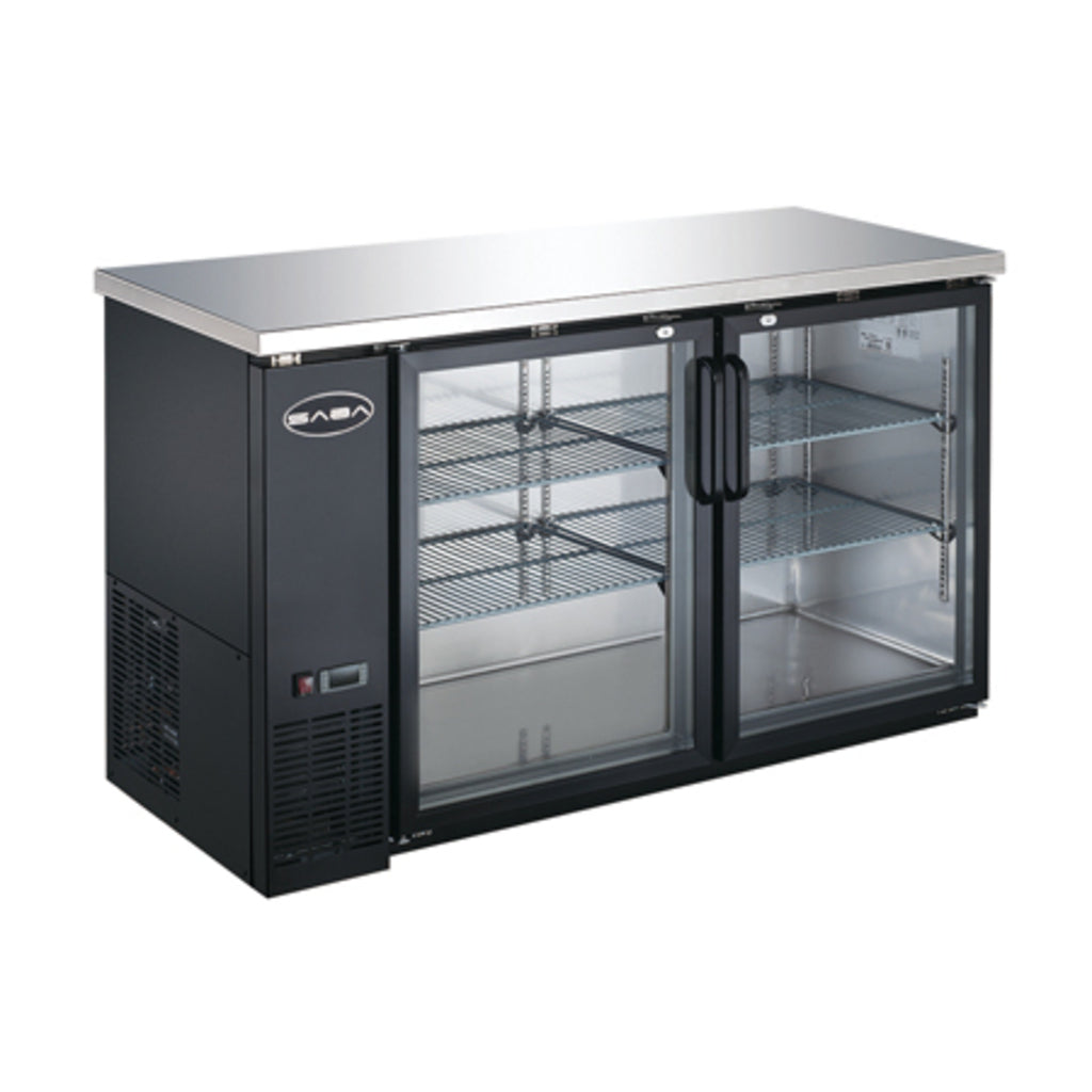 SABA SBB-24-60G, Two Door 60" Refrigerated Back Bar Cooler, Glass Swing Door