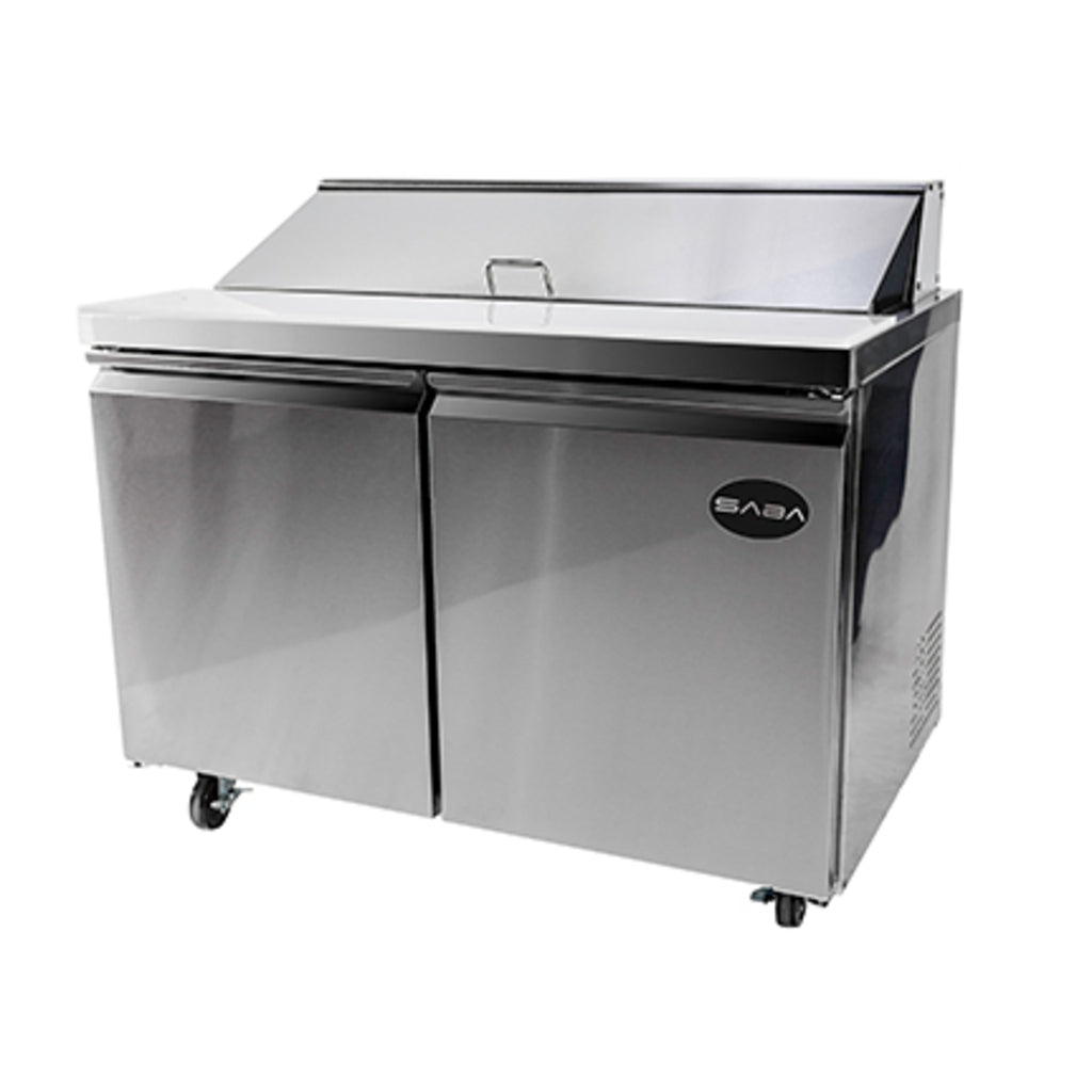 SABA SPS-48-12, Two Door 48&quot; Salad/Sandwich Prep Table Refrigerator (Standard Top)
