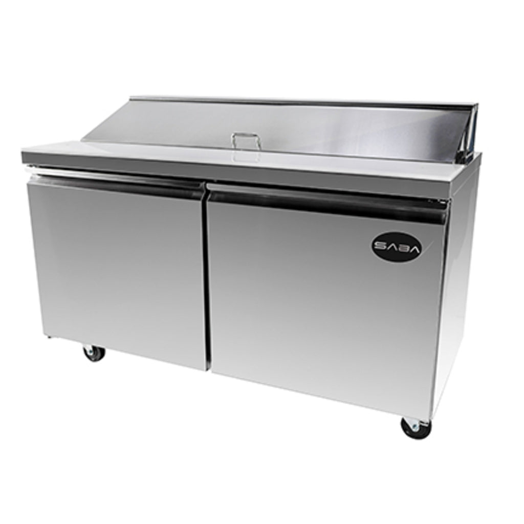 SABA SPS-60-16, Two Door 60&quot; Salad/Sandwich Prep Table Refrigerator (Standard Top)