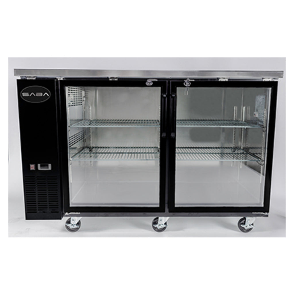 SABA SBB-24-48G, Two Door 48" Refrigerated Back Bar Cooler, Glass Swing Door