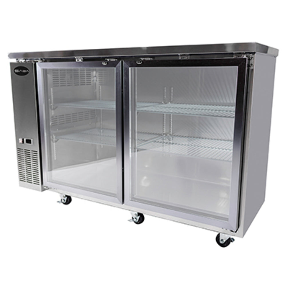 SABA SBB-24-60GSS, Two Door 60" Refrigerated Back Bar Cooler, Glass Swing Door