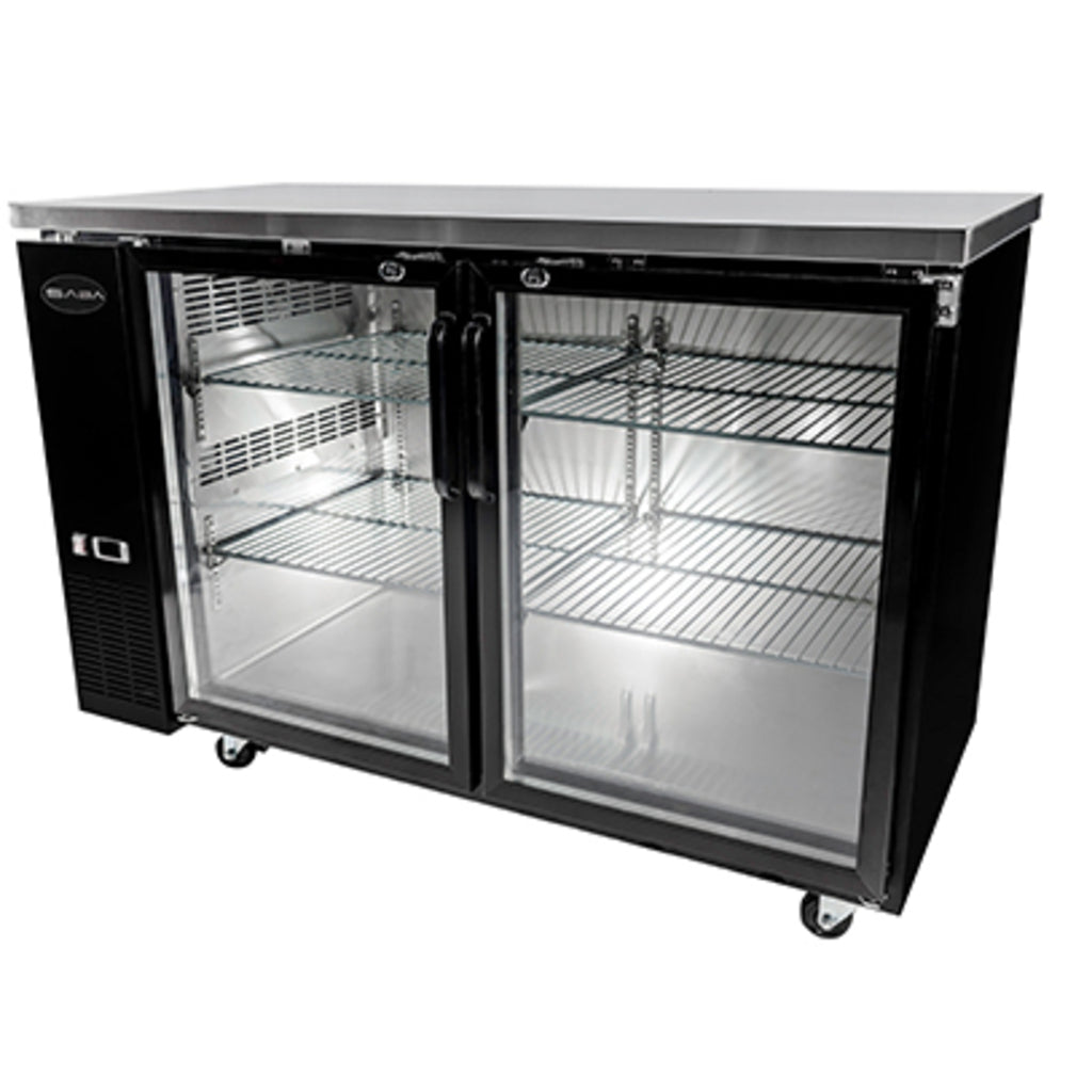 SABA SBB-24-60G, Two Door 60" Refrigerated Back Bar Cooler, Glass Swing Door
