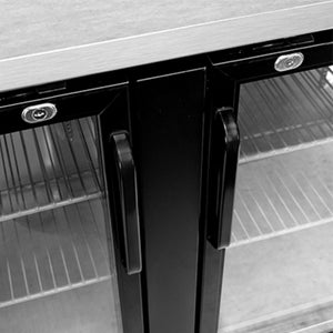 SABA SBB-27-58G, Two Door 58.88" Refrigerated Back Bar Cooler, 27.75" Deep, Glass Swing Door