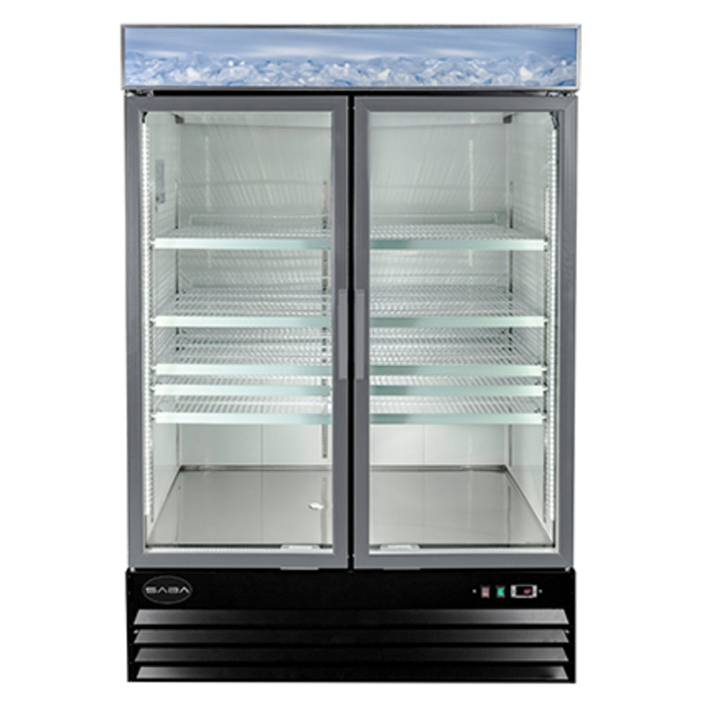 SABA SM-45F, Double Glass Door 53.13&quot; Merchandiser Freezer, Swing Doors, 45 cu.ft., 115v