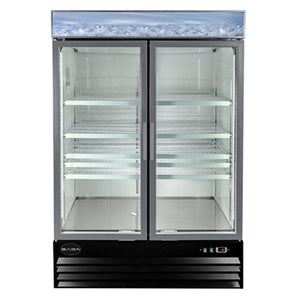 SABA SM-45F, Double Glass Door 53.13" Merchandiser Freezer, Swing Doors, 45 cu.ft., 115v