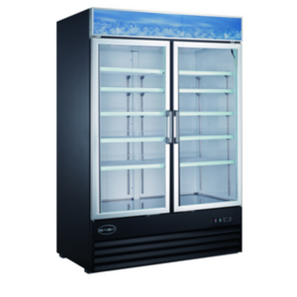 SABA SM-45F, Double Glass Door 53.13&quot; Merchandiser Freezer, Swing Doors, 45 cu.ft., 115v