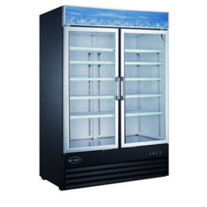 SABA SM-45F, Double Glass Door 53.13" Merchandiser Freezer, Swing Doors, 45 cu.ft., 115v