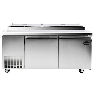 SABA SPP-67-9, Two Door 67.25" Pizza Prep Table Refrigerator, 9 Pans, 115v