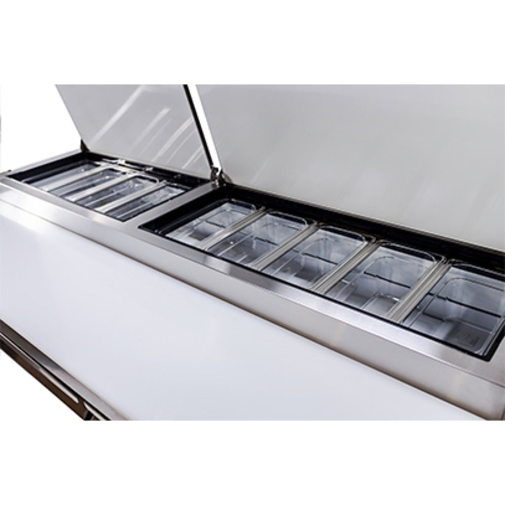 SABA SPP-67-9, Two Door 67.25&quot; Pizza Prep Table Refrigerator, 9 Pans, 115v