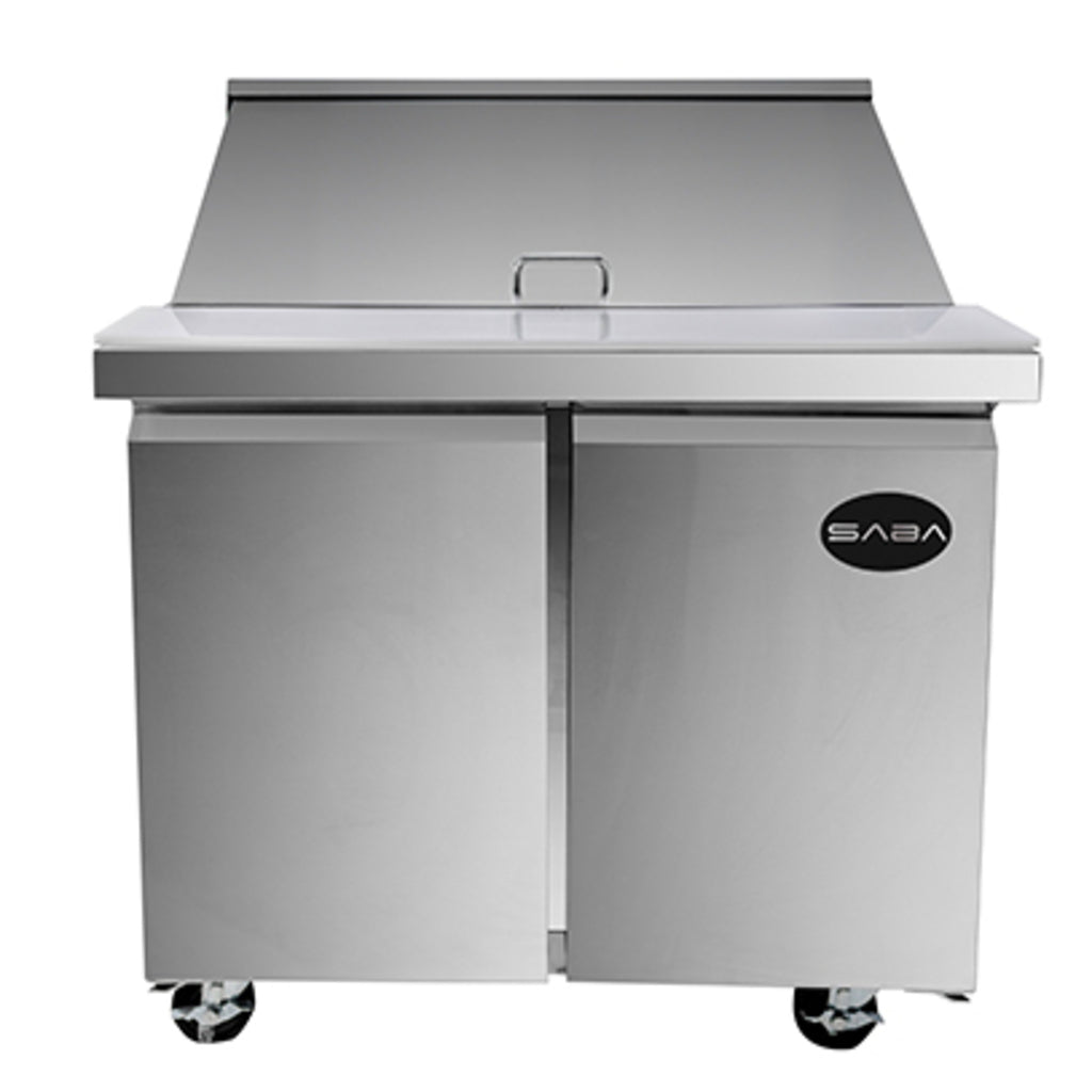 SABA SPS-36-15M, Two Door 36&quot; Salad/Sandwich Prep Table Refrigerator (Mega Top)