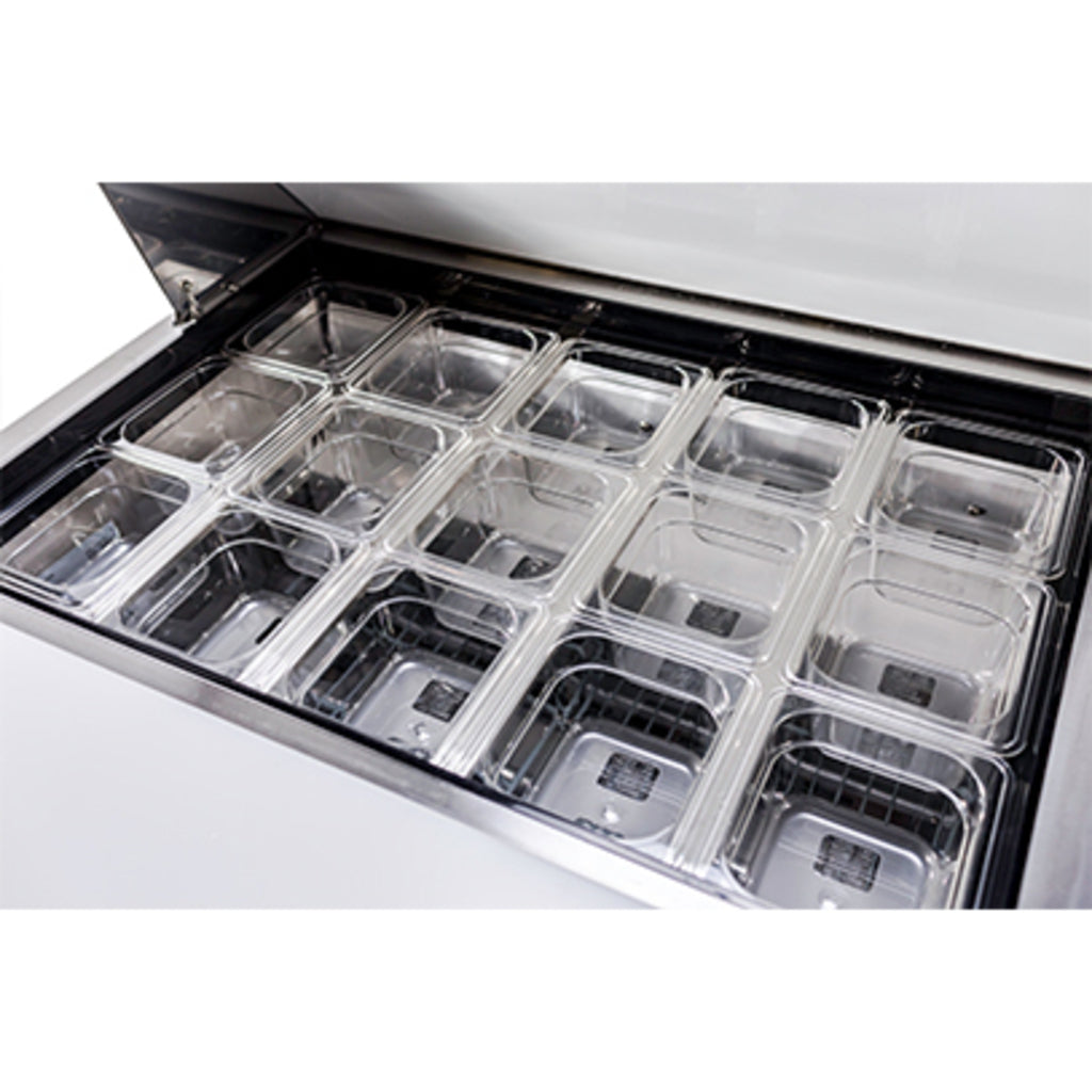 SABA SPS-36-15M, Two Door 36&quot; Salad/Sandwich Prep Table Refrigerator (Mega Top)