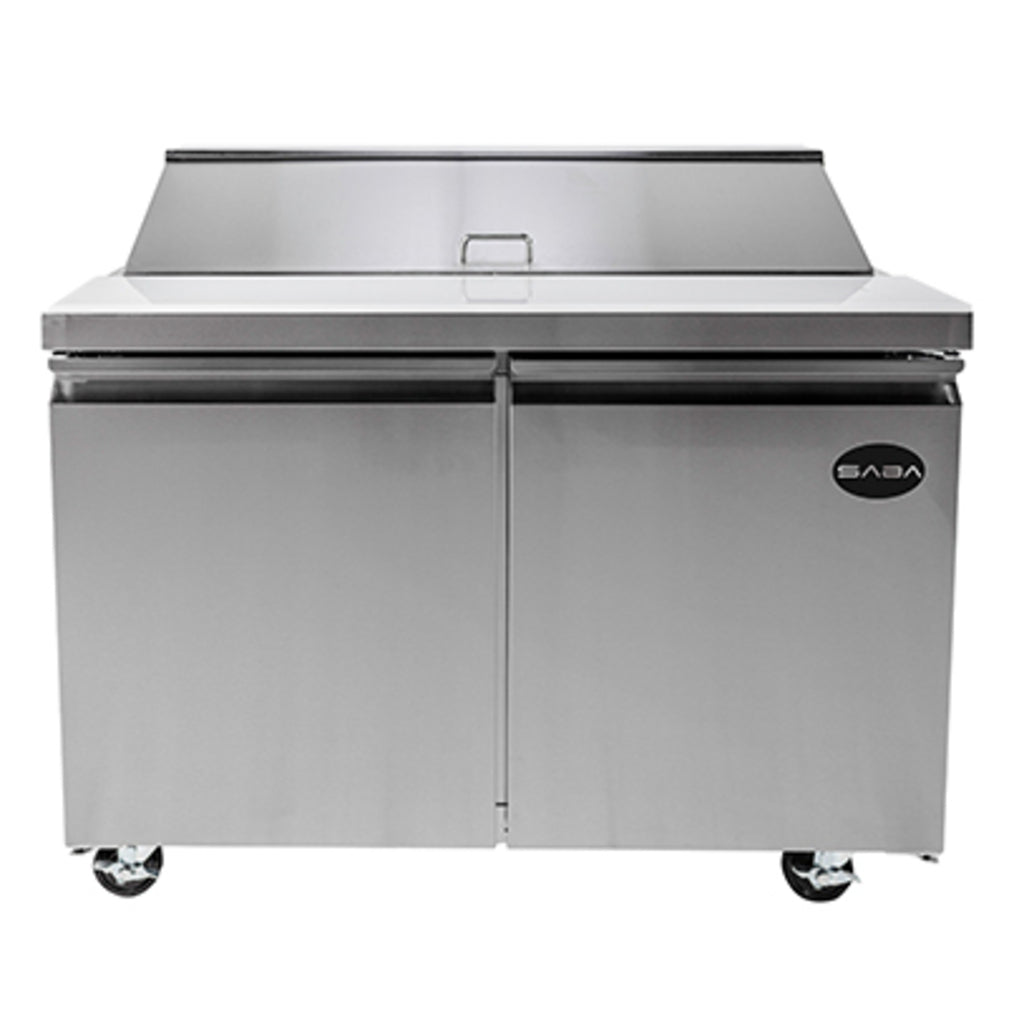SABA SPS-48-12, Two Door 48&quot; Salad/Sandwich Prep Table Refrigerator (Standard Top)