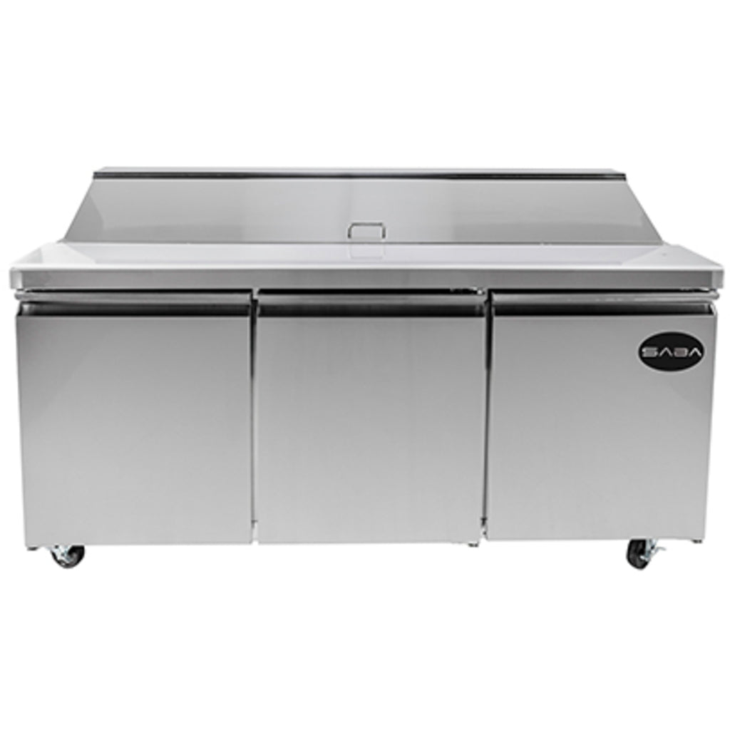 SABA SPS-72-18, Three Door 72&quot; Salad/Sandwich Prep Table Refrigerator (Standard Top)