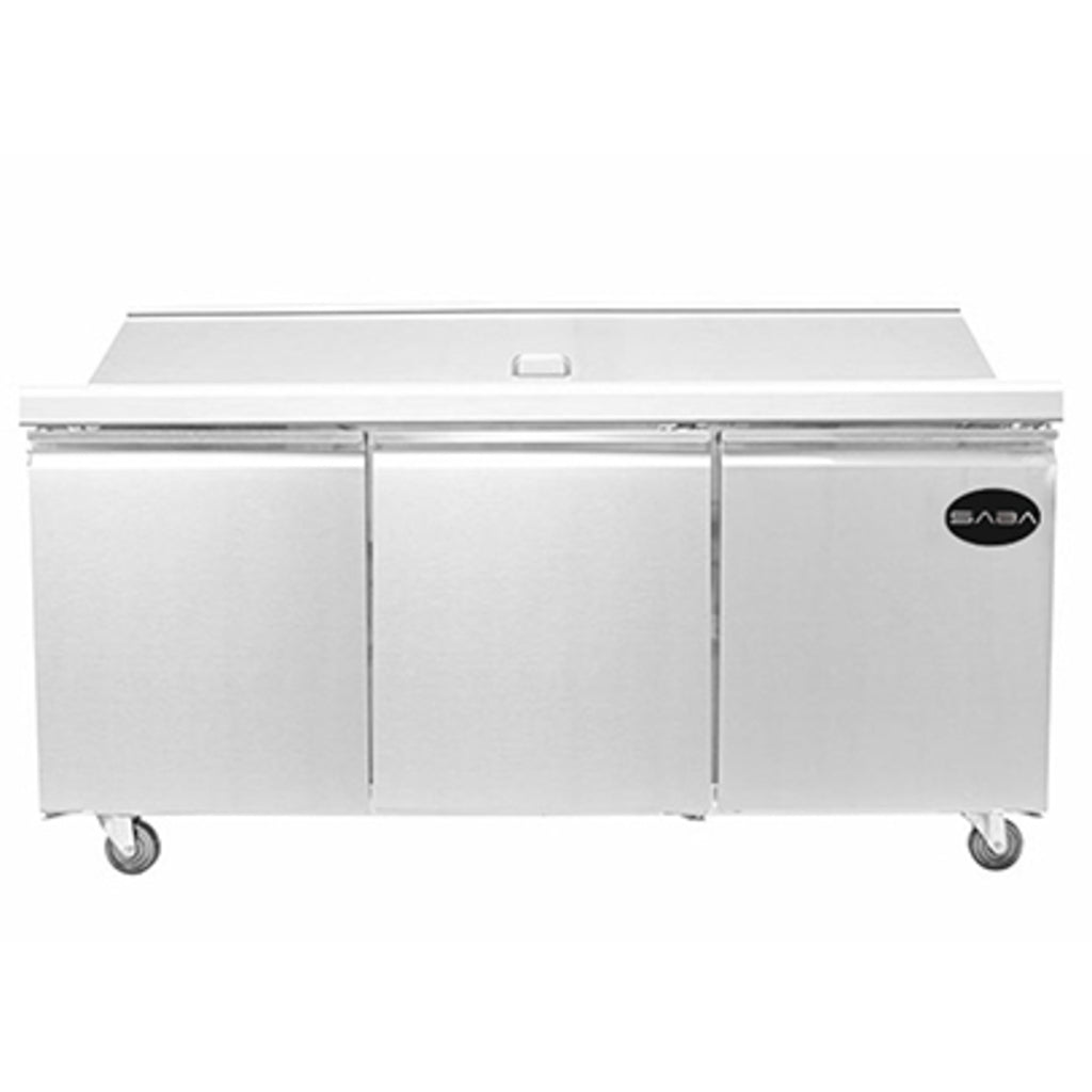 SABA SPS-72-30M, Three Door 72&quot; Salad/Sandwich Prep Table Refrigerator (Mega Top)