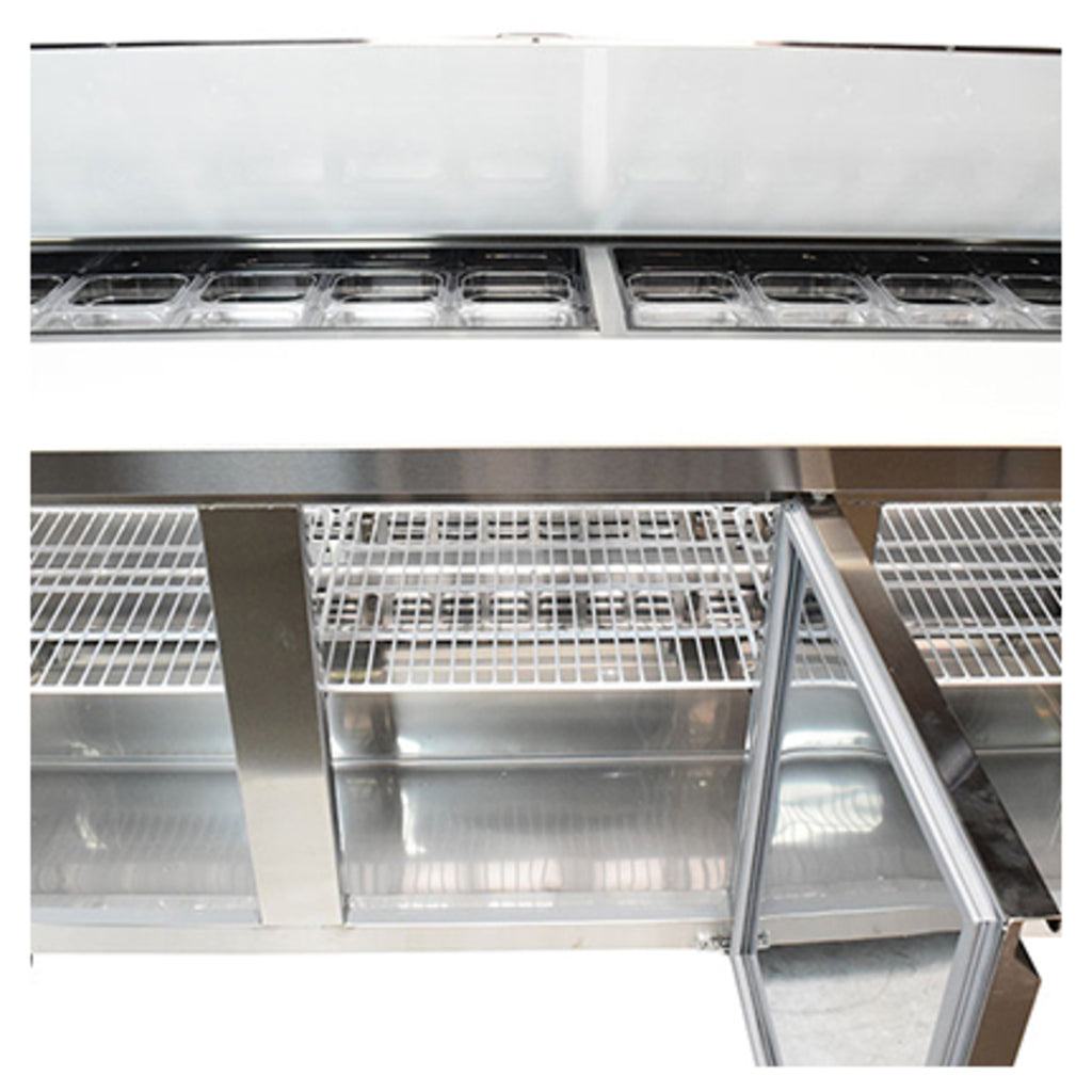 SABA SPS-72-30M, Three Door 72&quot; Salad/Sandwich Prep Table Refrigerator (Mega Top)