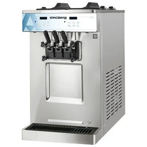 Spaceman 6235-C, Gravity-Fed Dual Flavor Twin Twist Countertop Soft Serve Ice Cream Machine, 2 Hoppers and 3 Dispensers, 208-230V / 1-Ph