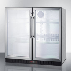 Summit SCR7012DBCSS 35.5" Glass Door Bar Refrigerator, 2 Swinging Doors, Stainless Steel, 115v
