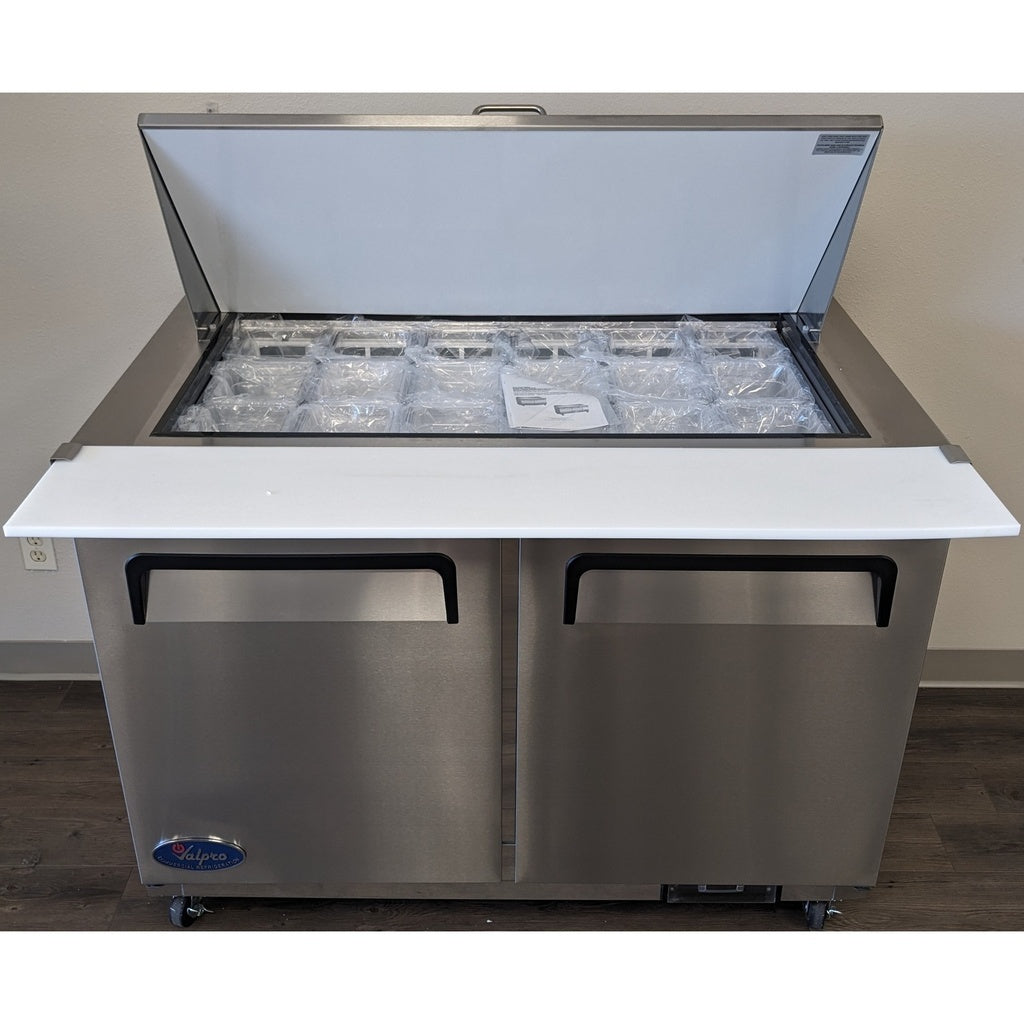 Valpro VP48SM-HC, Two Door 48&quot; Salad/Sandwich Prep Table Refrigerator (Mega Top)