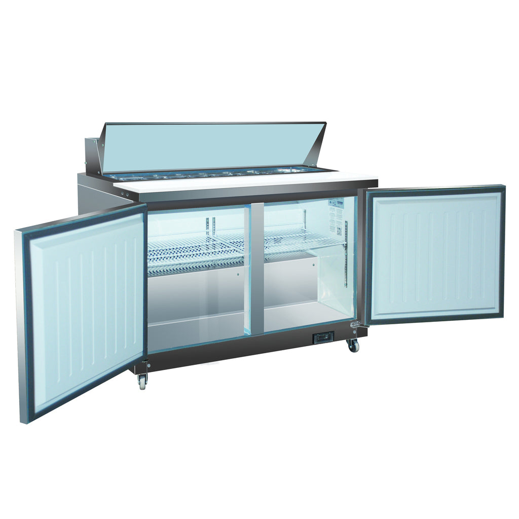 Valpro VP48S-HC, Two Door 48&quot; Salad/Sandwich Prep Table Refrigerator (Standard Top)