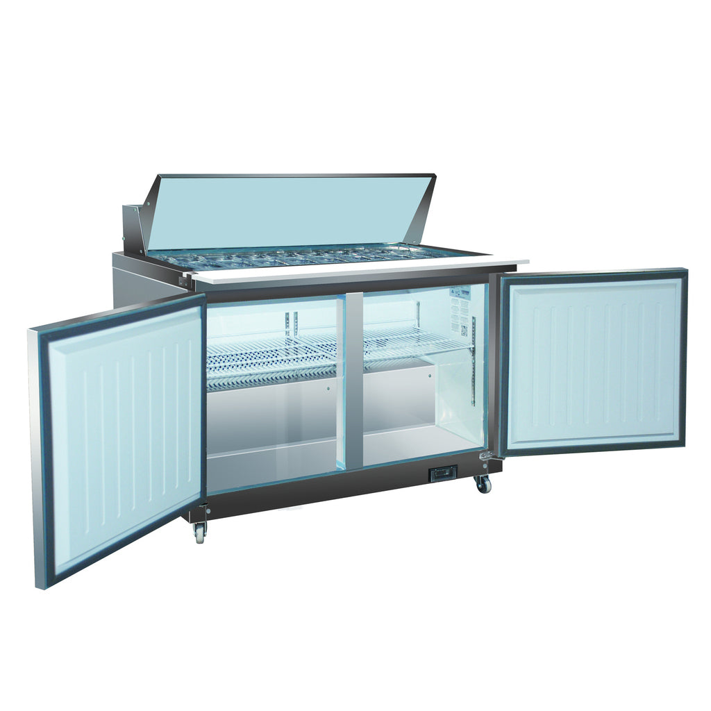 Valpro VP48SM-HC, Two Door 48&quot; Salad/Sandwich Prep Table Refrigerator (Mega Top)