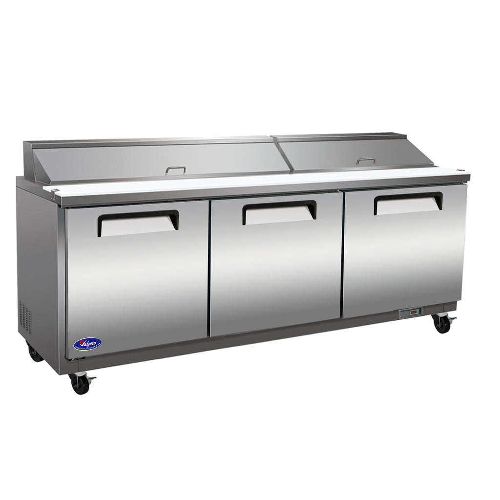 Valpro VP72S-HC, Three Door 72&quot; Salad/Sandwich Prep Table Refrigerator (Standard Top)