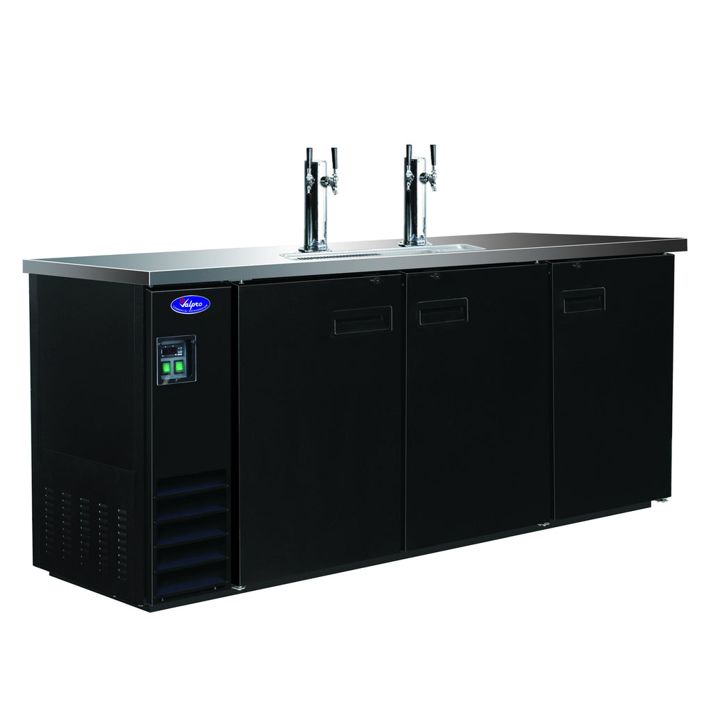 Valpro VPBD4-2, Three Door 73" Draft Beer Kegerator Dispenser, Two Towers/Four Taps