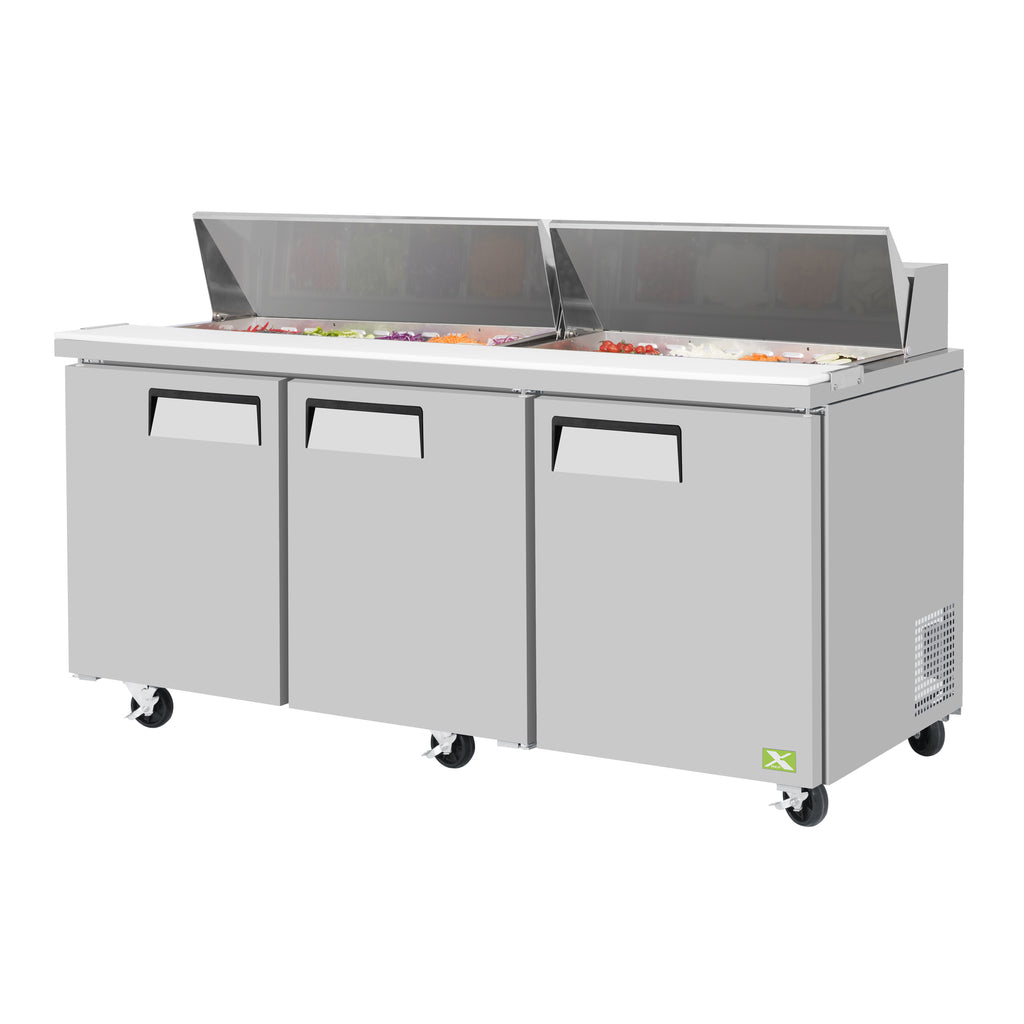 Refrigeration X, XST-72-N, 73&quot; Three Door Sandwich / Salad Prep Table Refrigerator, 18 Pans