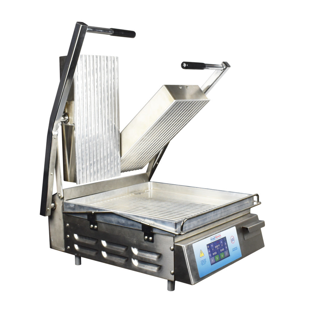 DoughXpress DXP-PS-1577, Split Lid 2-Sided Panini (Grooved) Grill