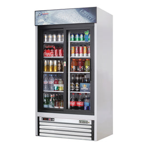 Everest EMGR33 - Refrigerador exhibidor con dos puertas corredizas de vidrio y montaje inferior, 33 pies cúbicos