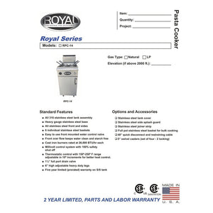 Royal RPC-14, Cocedor de Pasta