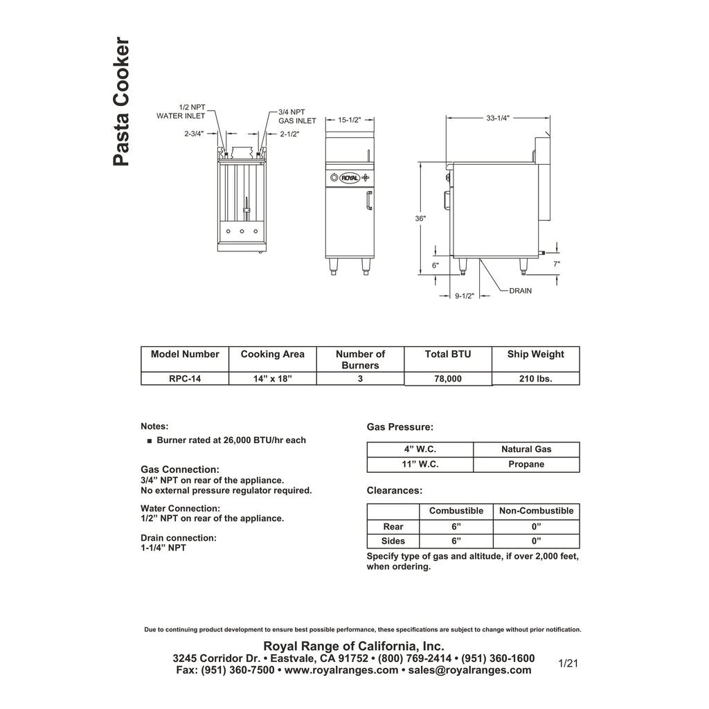 Royal RPC-14, Pasta Cooker