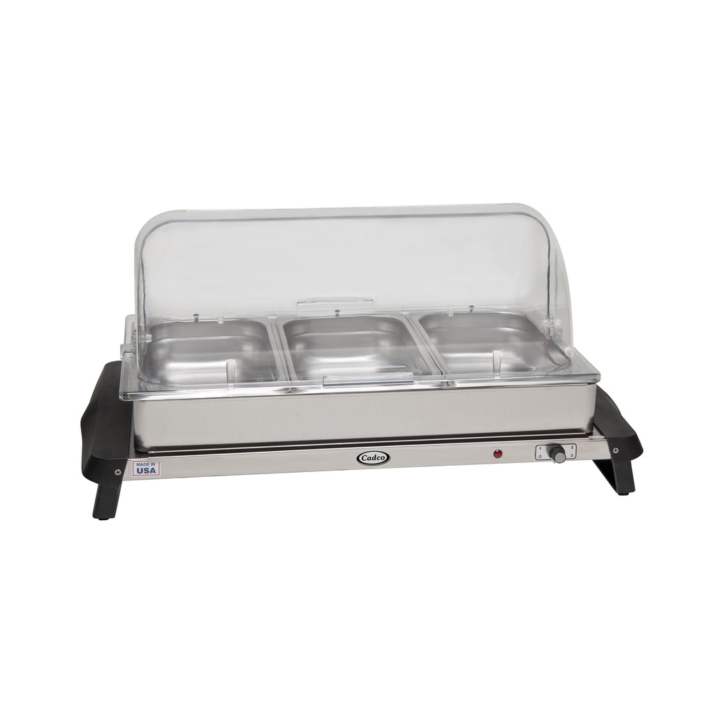 Cadco WTBS-3RT, C326  Triple Buffet Server with Rolltop Lid