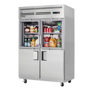 Everest EGSH4, Half Glass & Half Solid Door 49.6" Upright Reach-In Refrigerator, 48 cu. ft.