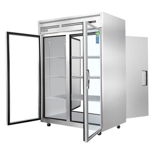 Everest ESPT-2G-2S, Two Glass Door/Two Solid Door 49.6" Pass Thru Reach-In Refrigerator, 48 cu. ft.